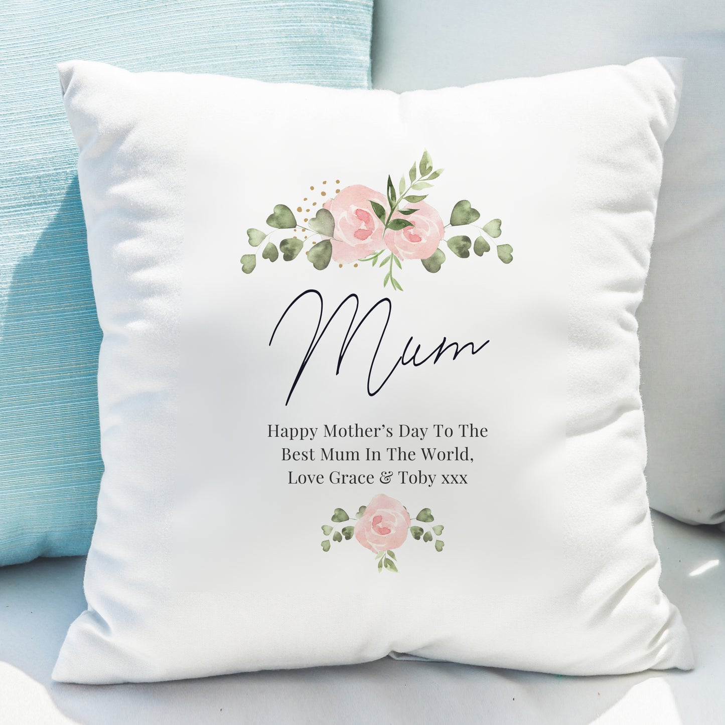 Personalised Abstract Rose Cream Cushion from Heartfelt Gifts