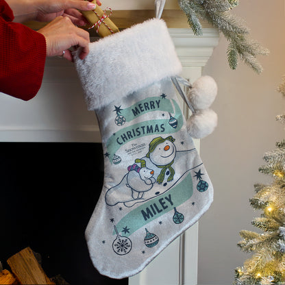 Personalised The Snowman and the Snowdog Luxury Silver Grey Stocking - image 2