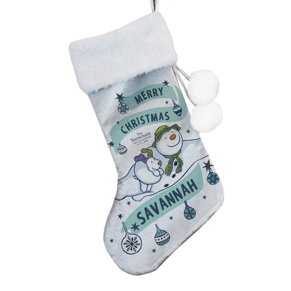 Personalised The Snowman and the Snowdog Luxury Silver Grey Stocking - image 4