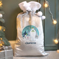 Personalised The Snowman and the Snowdog Luxury Silver Grey Pom Pom Sack from Heartfelt Gifts