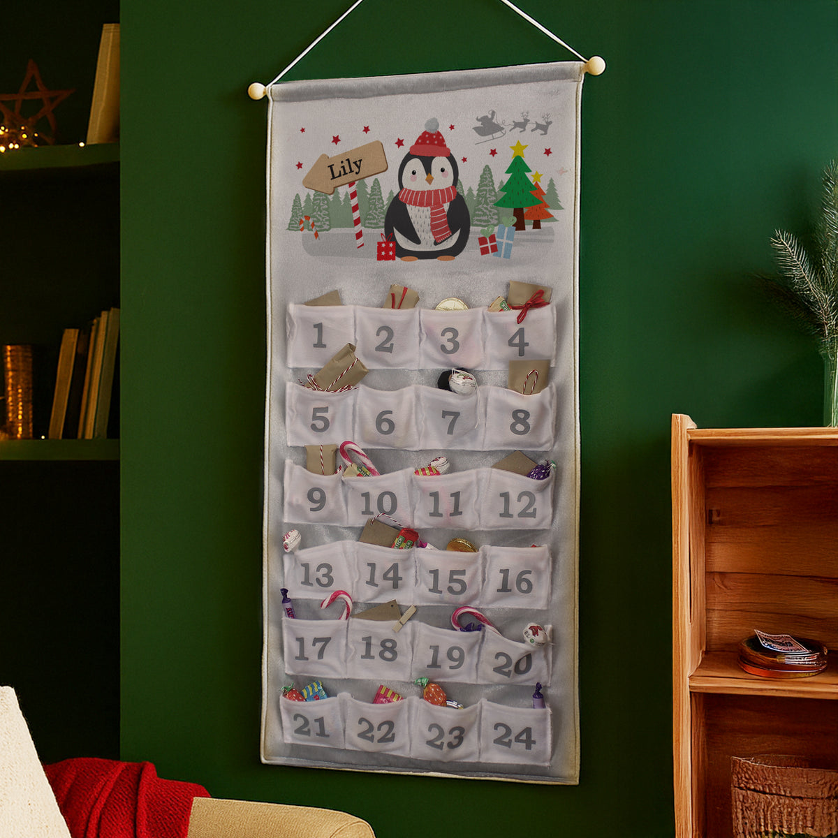 Personalised Christmas Penguin Advent Calendar In Silver Grey - image 3