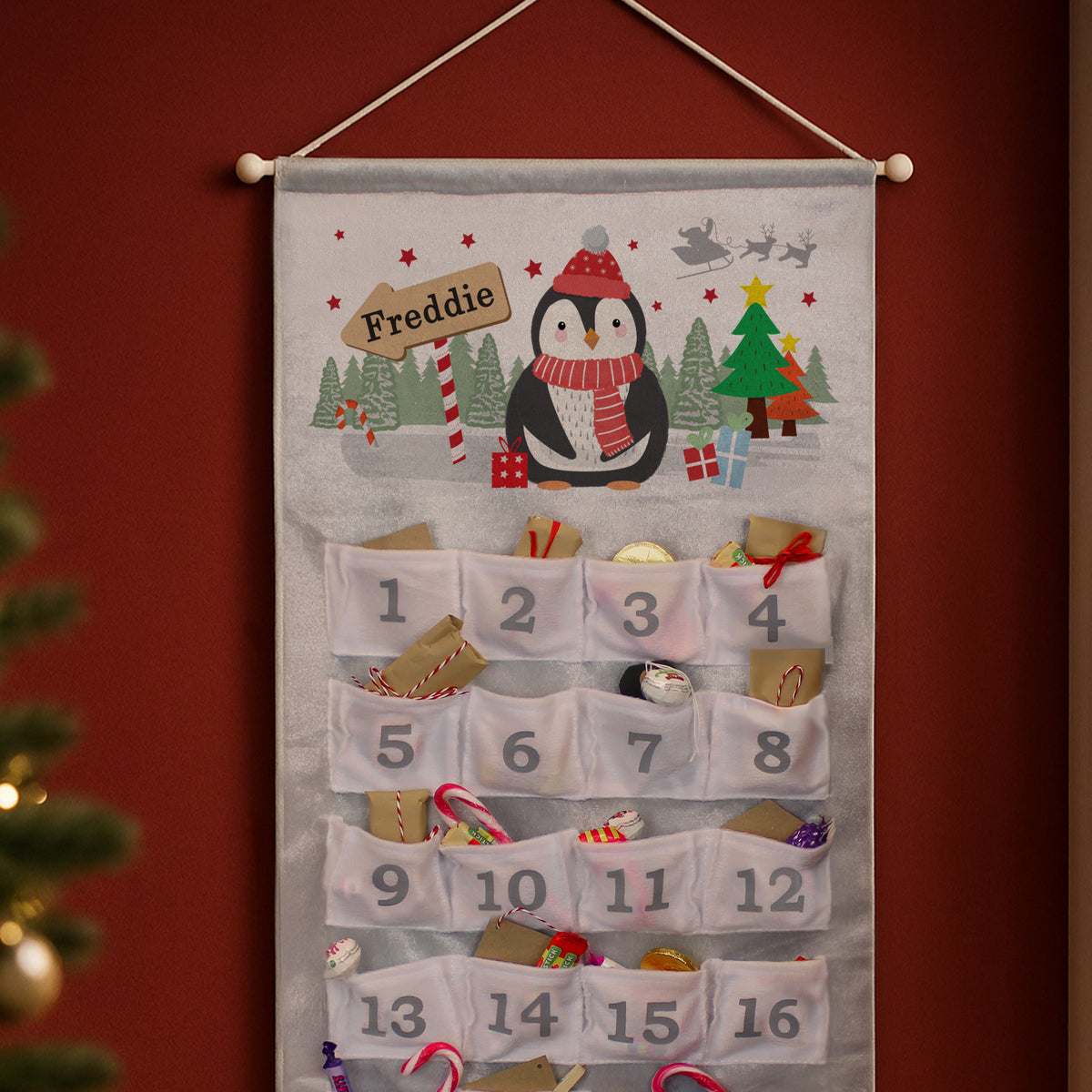 Personalised Christmas Penguin Advent Calendar In Silver Grey - image 4