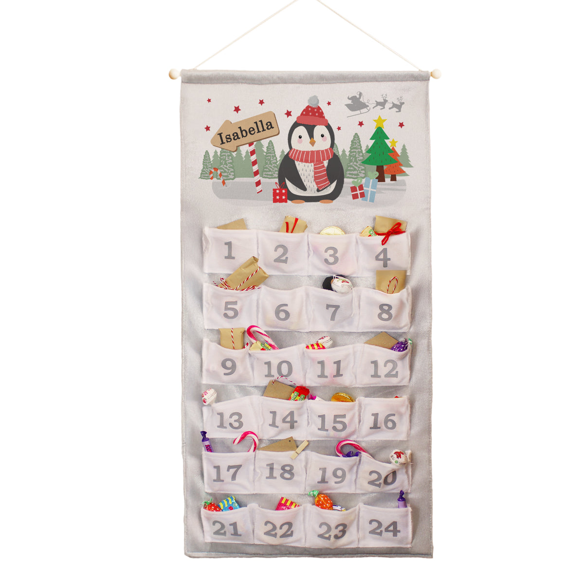 Personalised Christmas Penguin Advent Calendar In Silver Grey - image 5