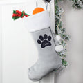 Personalised Paw Print Silver Grey Stocking from Heartfelt Gifts