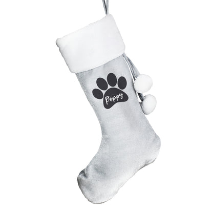 Personalised Paw Print Silver Grey Stocking - image 4