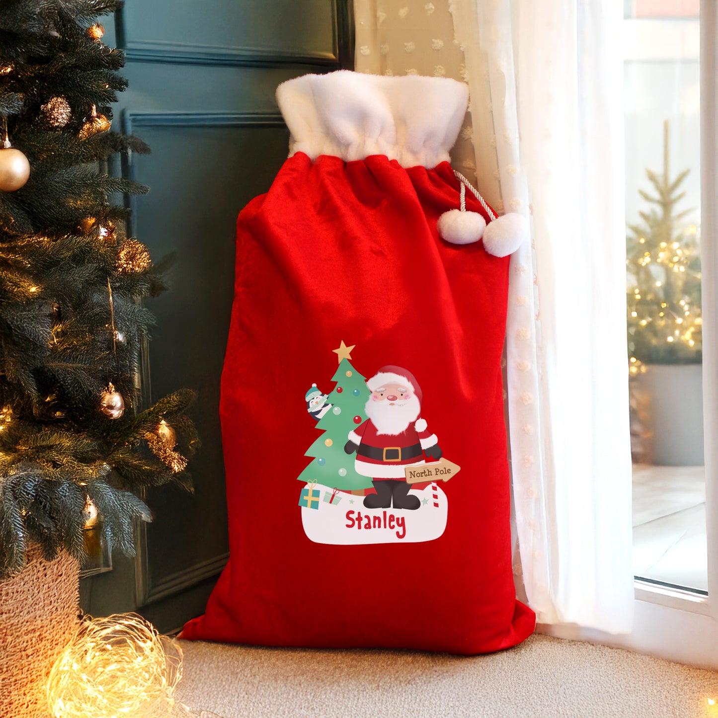 Personalised Santa Luxury Pom Pom Red Sack from Heartfelt Gifts
