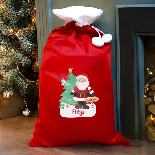 Personalised Santa Luxury Pom Pom Red Sack - image 2