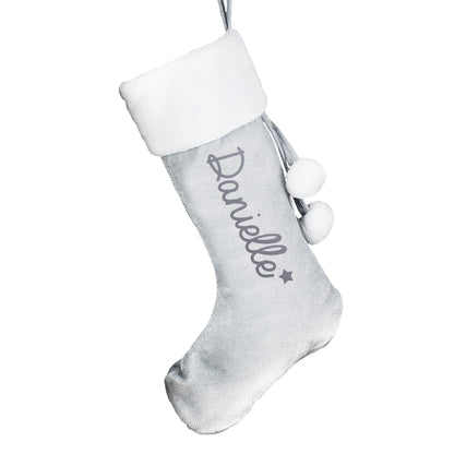 Personalised Name Only Silver Grey Stocking - image 4