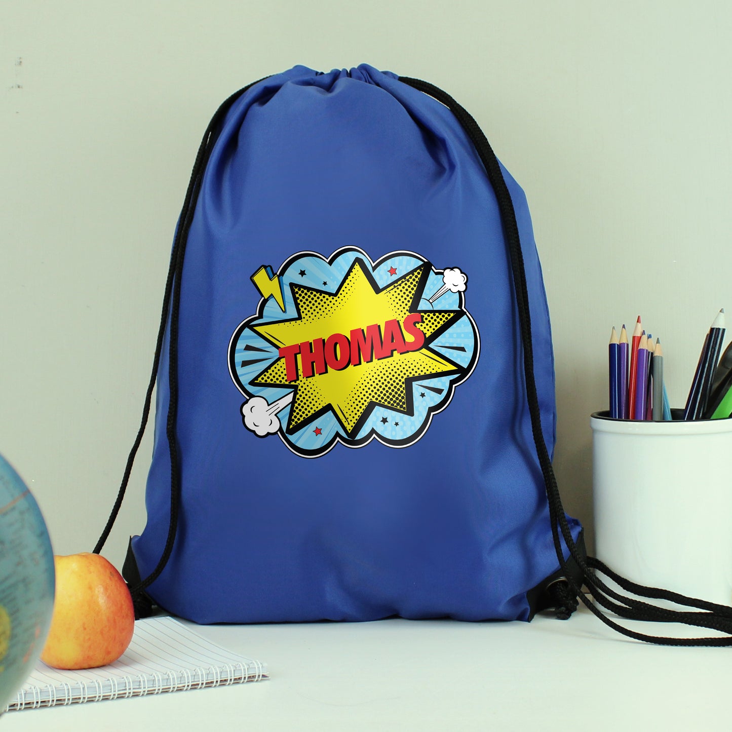 Personalised Superhero Blue Kit Bag from Heartfelt Gifts