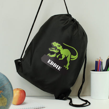 Personalised Dinosaur Black Kit Bag from Heartfelt Gifts