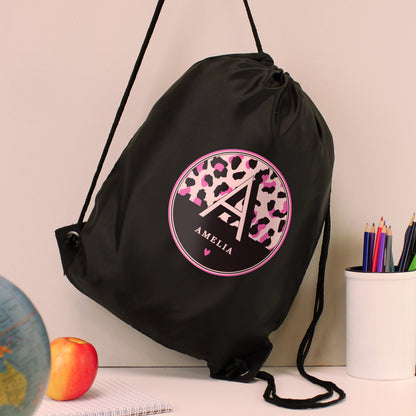 Personalised Leopard Print Black Kit Bag from Heartfelt Gifts