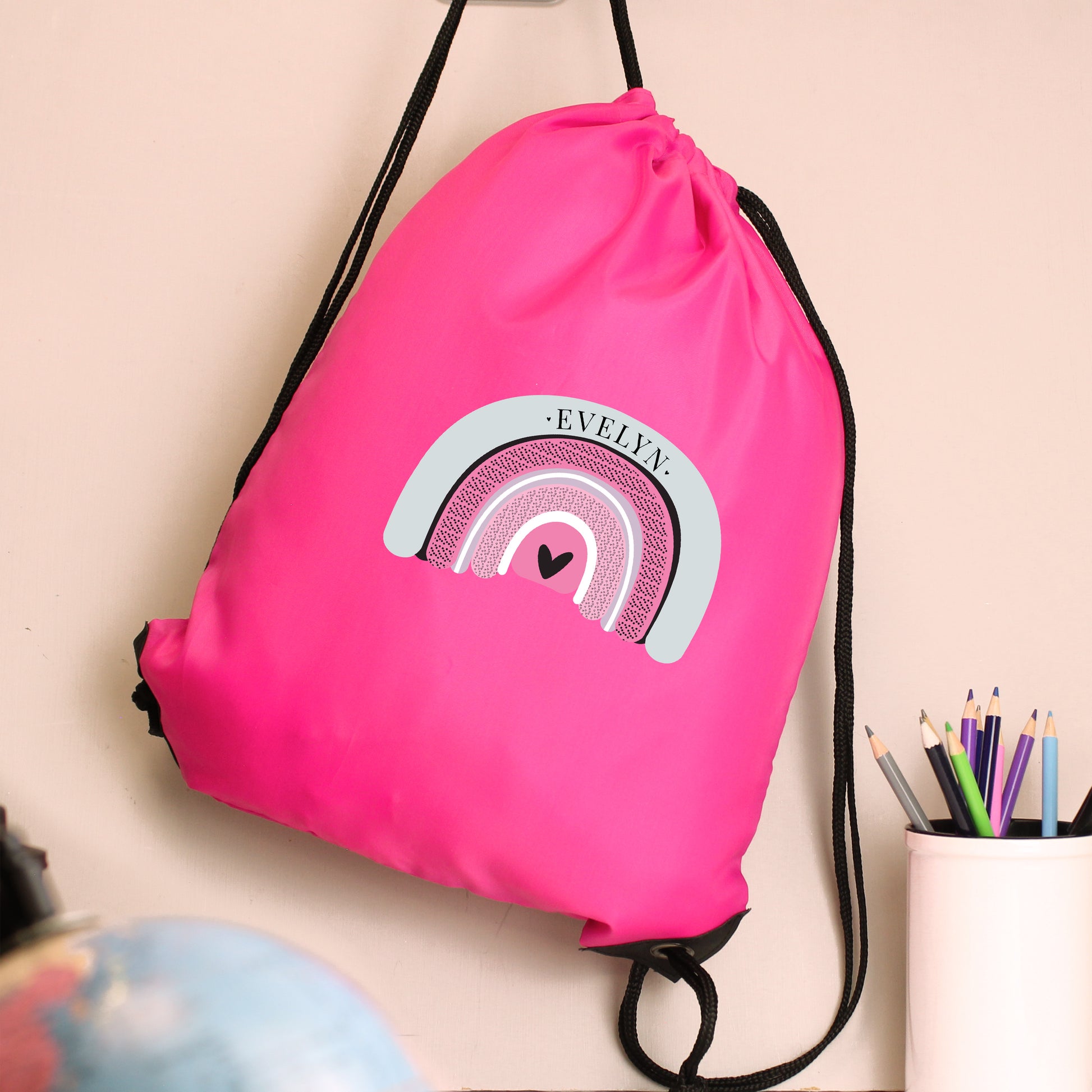 Personalised Pastel Rainbow Pink Kit Bag from Heartfelt Gifts