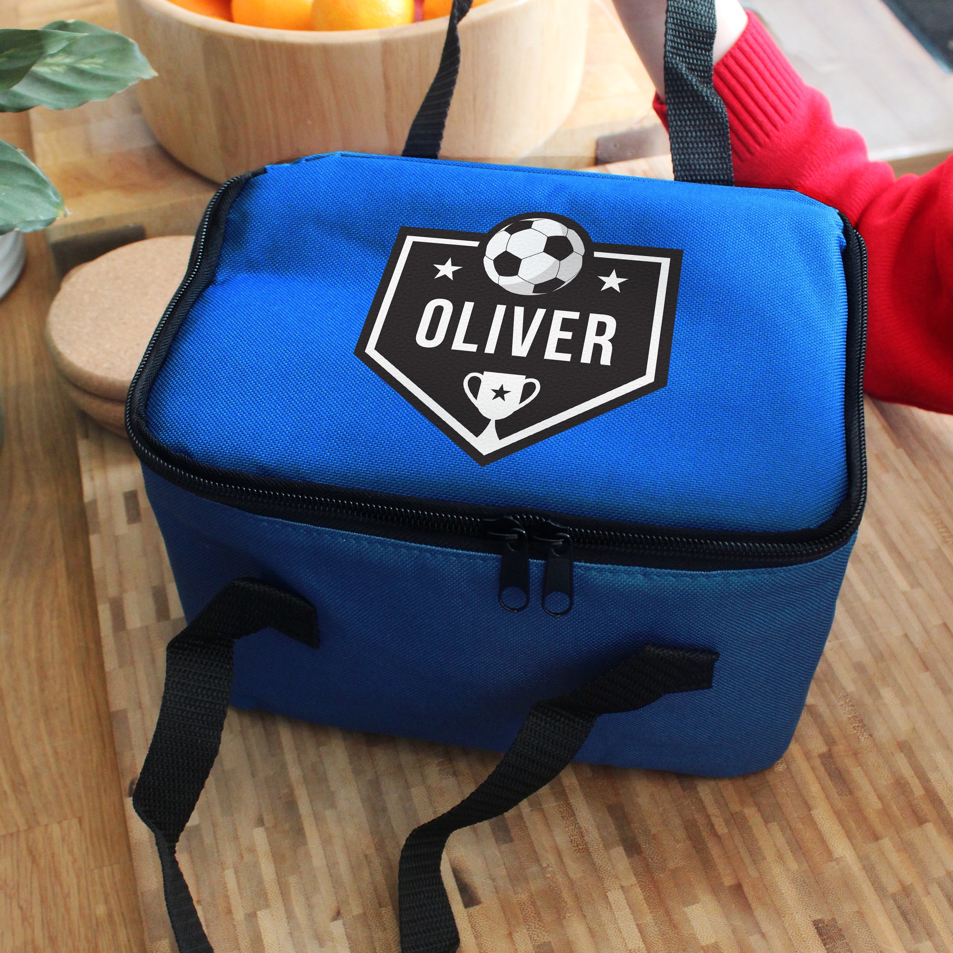 Personalised Football Blue Lunch Bag from Heartfelt Gifts