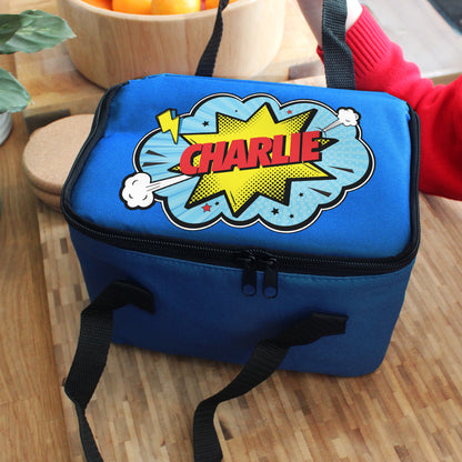 Personalised Superhero Blue Lunch Bag from Heartfelt Gifts