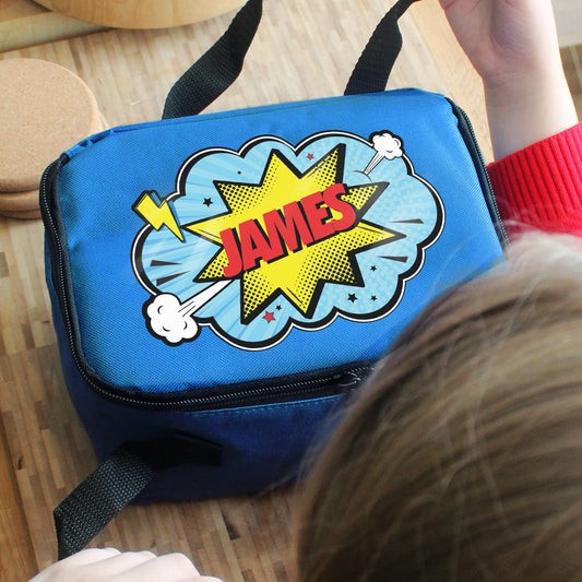 Personalised Superhero Blue Lunch Bag - image 2