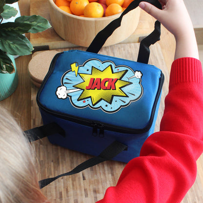 Personalised Superhero Blue Lunch Bag - image 4