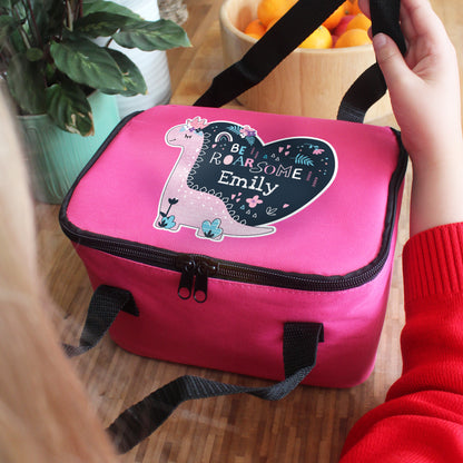 Personalised Dinosaur Pink Lunch Bag from Heartfelt Gifts