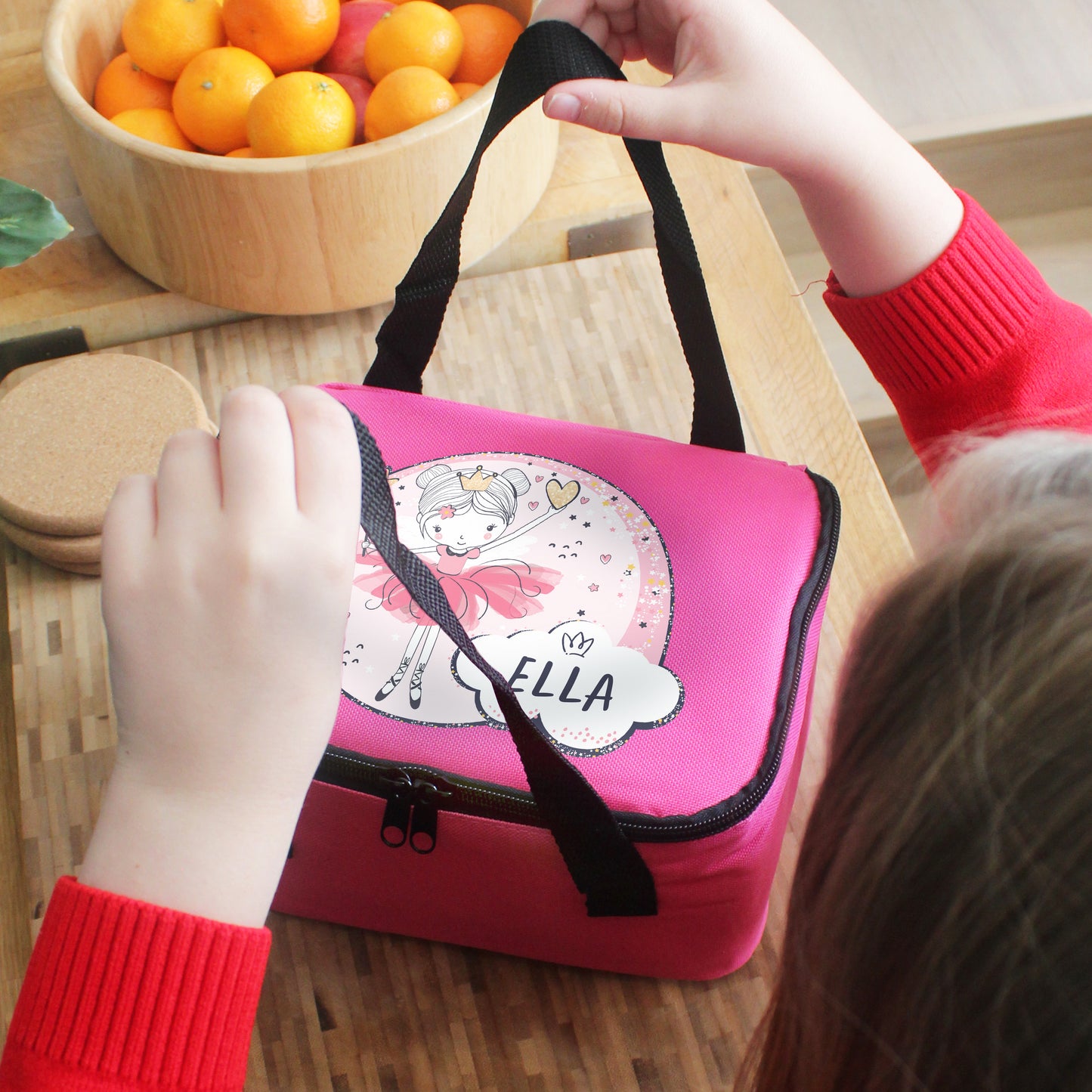 Personalised Princess Ballerina Pink Lunch Bag - image 3