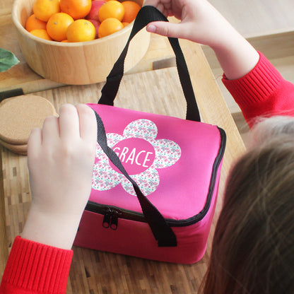Personalised Flower Pink Lunch Bag - image 3