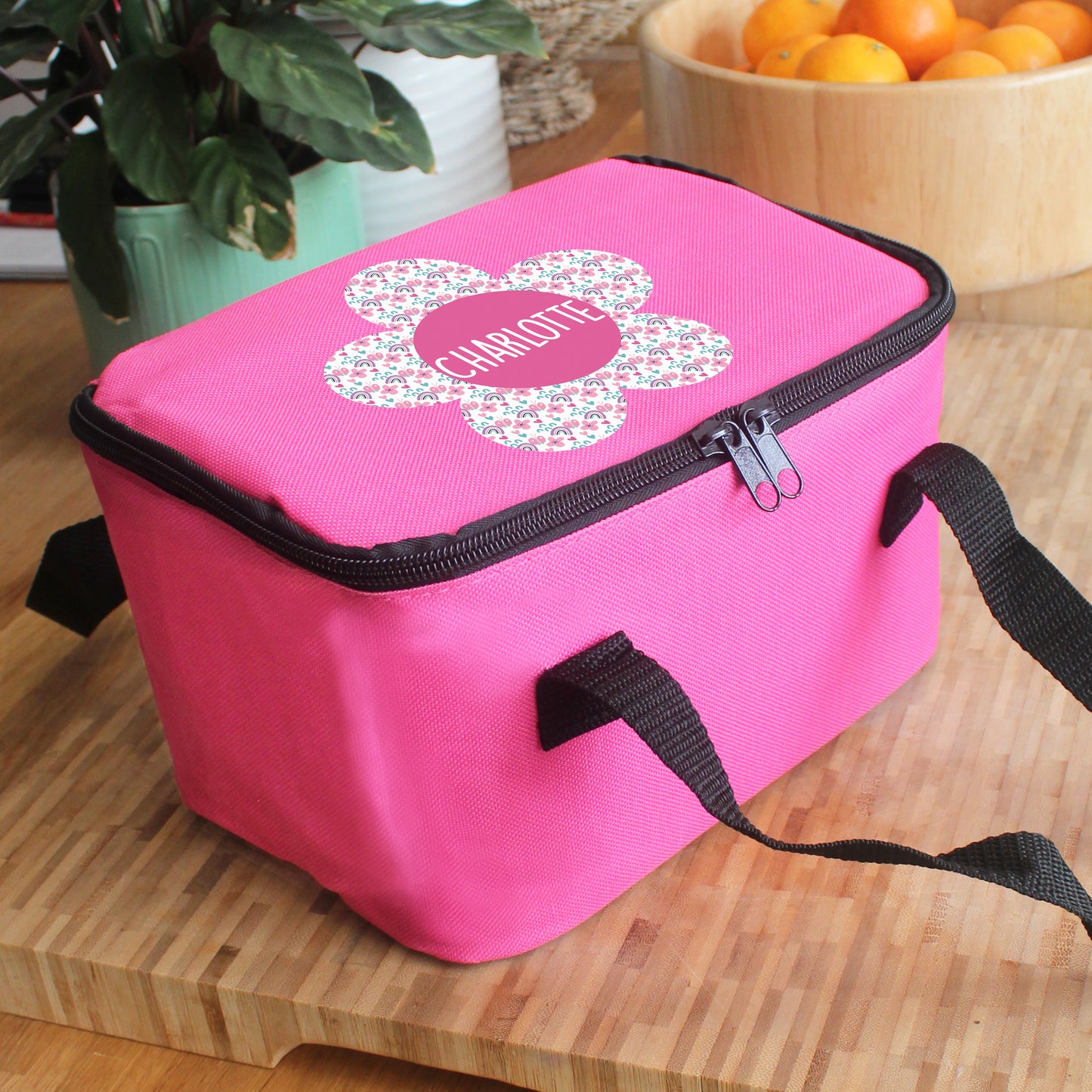 Personalised Flower Pink Lunch Bag - image 4