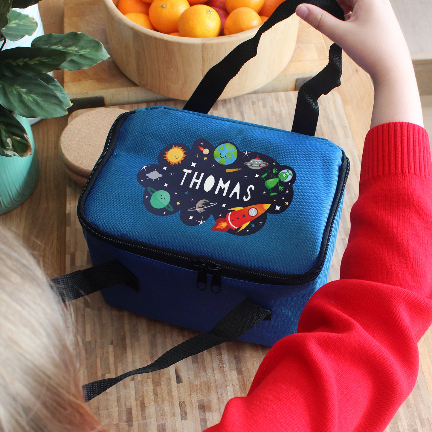 Personalised Space Blue Lunch Bag - image 2