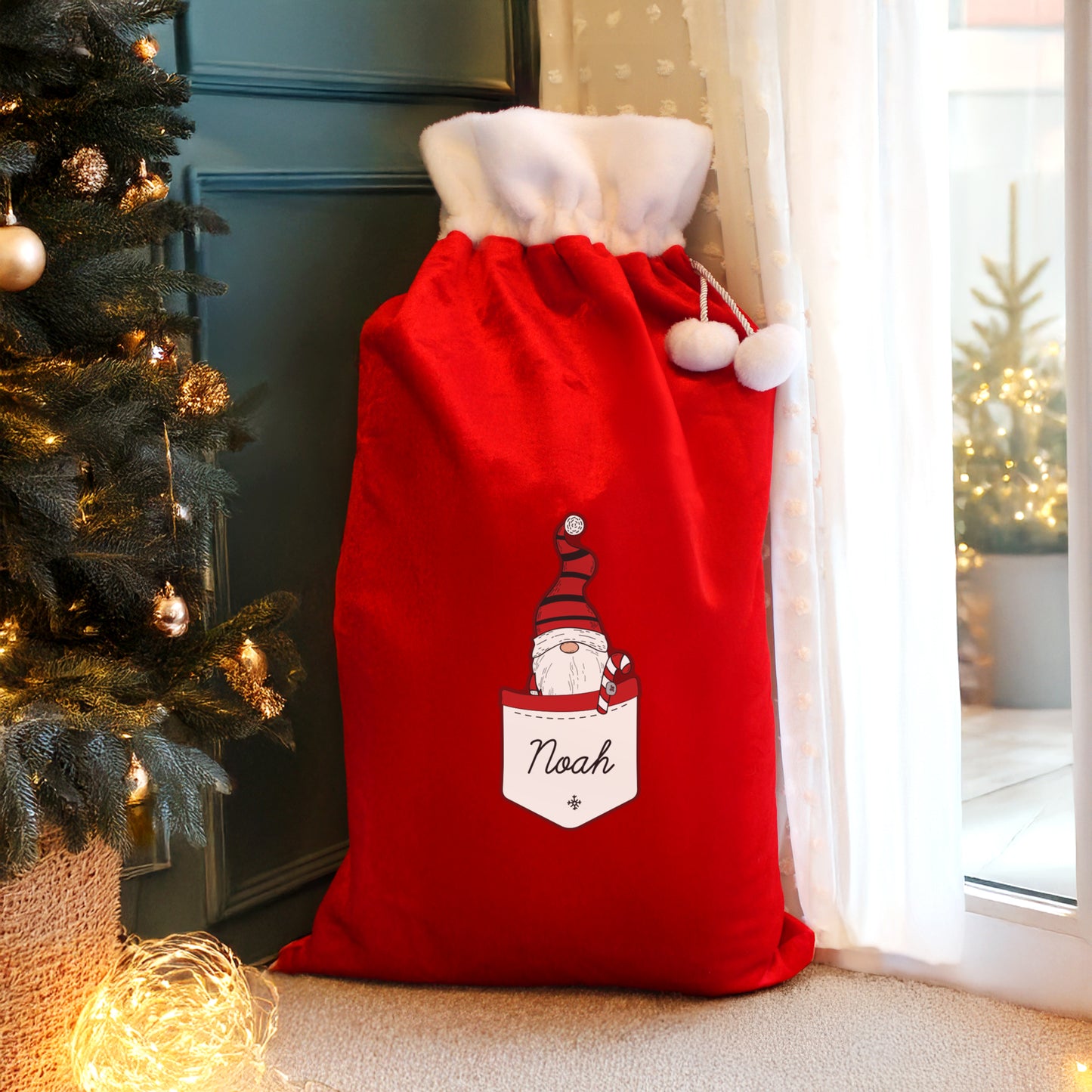 Personalised Gonk Family Red Christmas Sack - Boy from Heartfelt Gifts