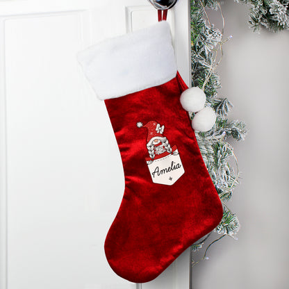 Personalised Gonk Family Red Christmas Stocking- Girl - image 3