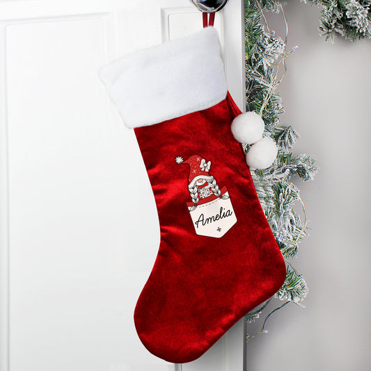 Personalised Gonk Family Red Christmas Stocking- Girl - image 3