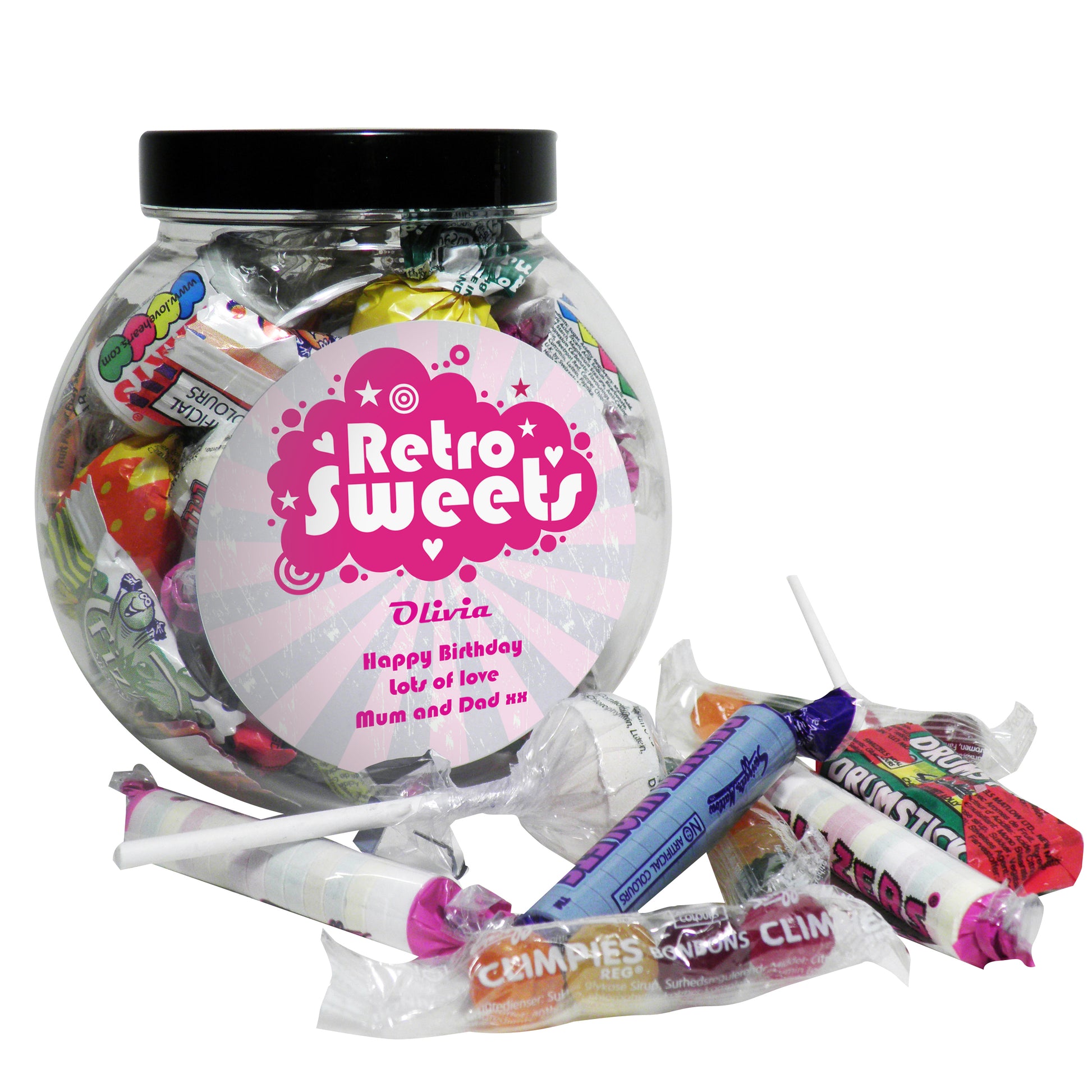 Personalised Retro Pink Sweet Jar - image 2