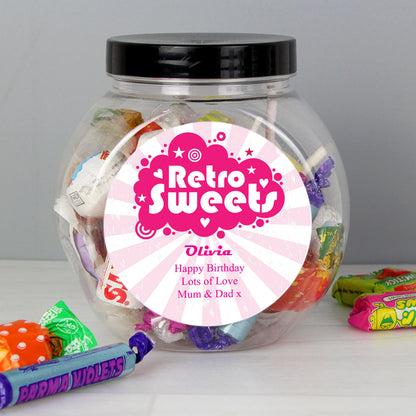 Personalised Retro Pink Sweet Jar - image 3