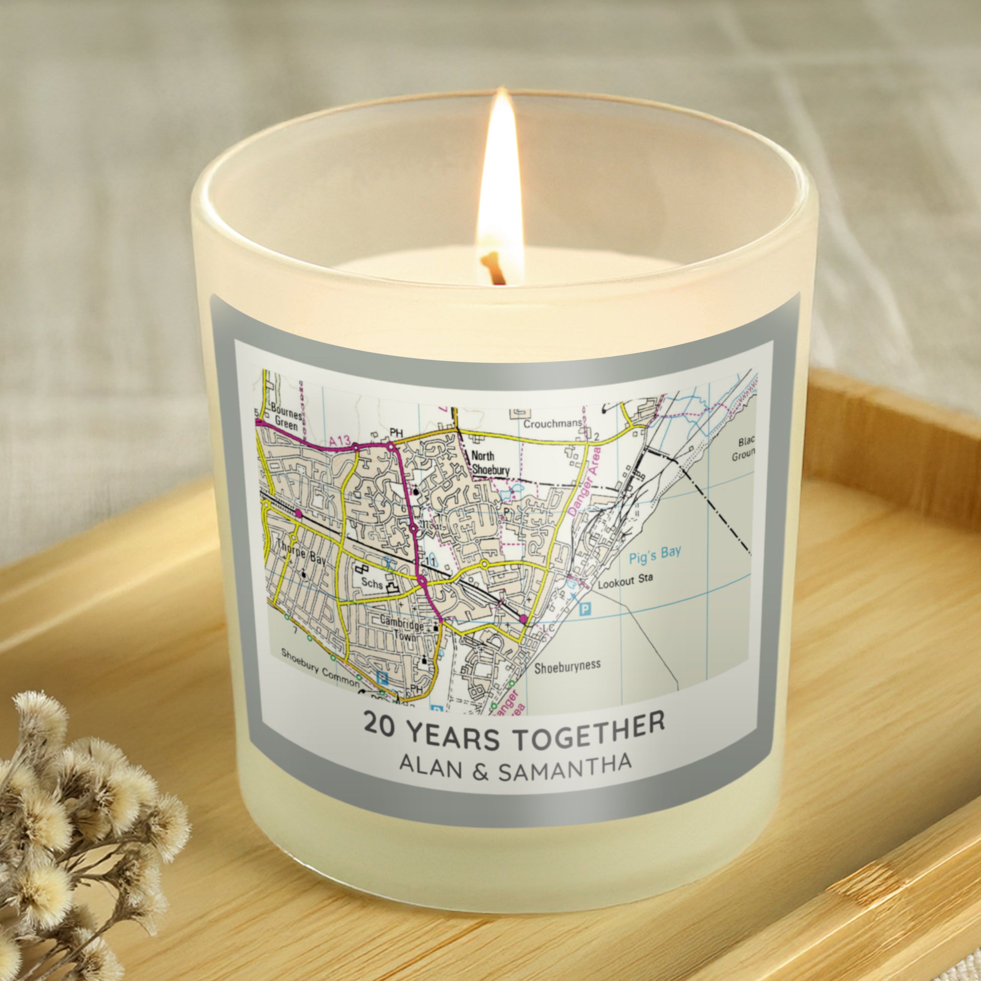 Personalised Present Day Map Compass Scented Jar Candle from Heartfelt Gifts