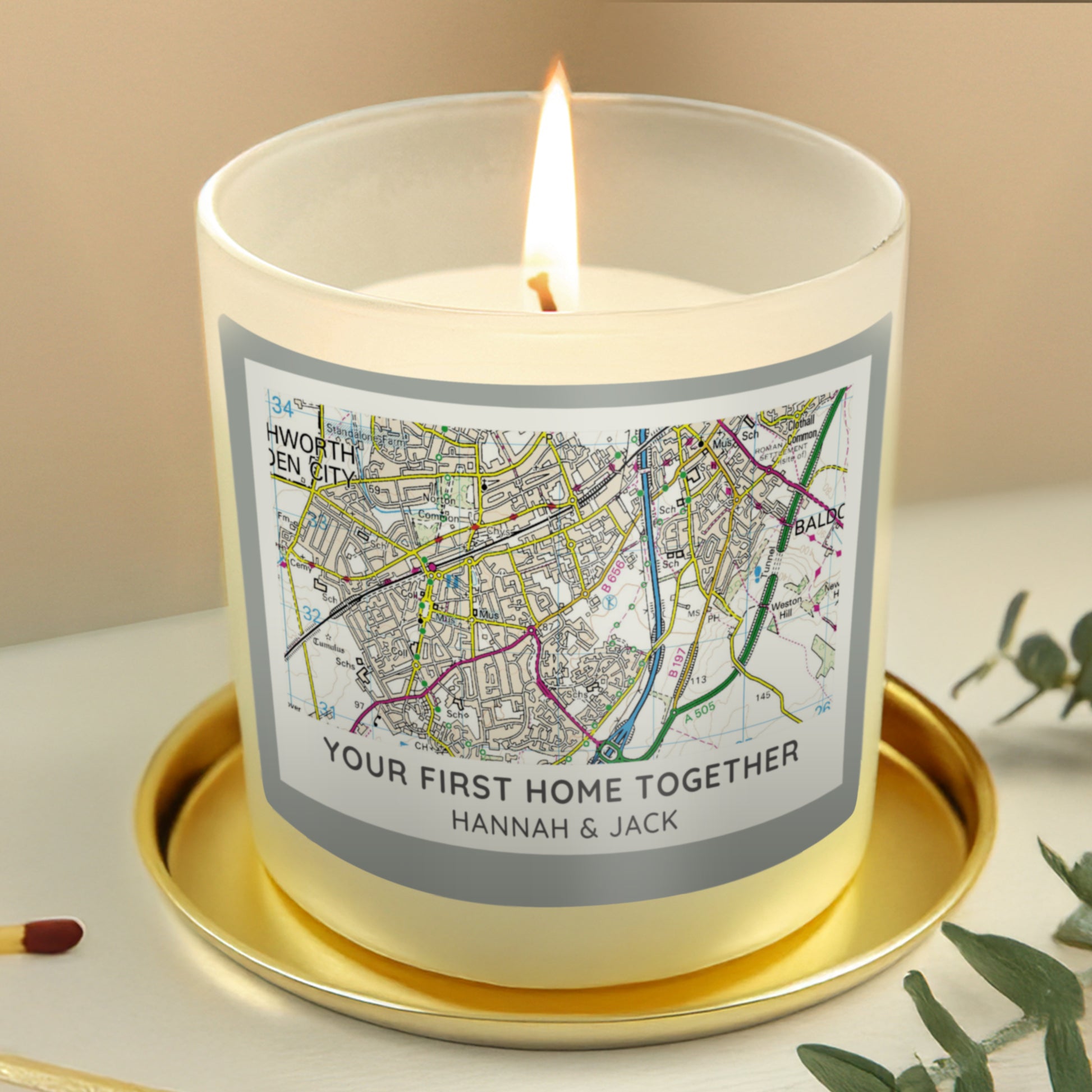 Personalised Present Day Map Compass Scented Jar Candle - image 2