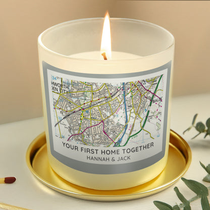 Personalised Present Day Map Compass Scented Jar Candle - image 2