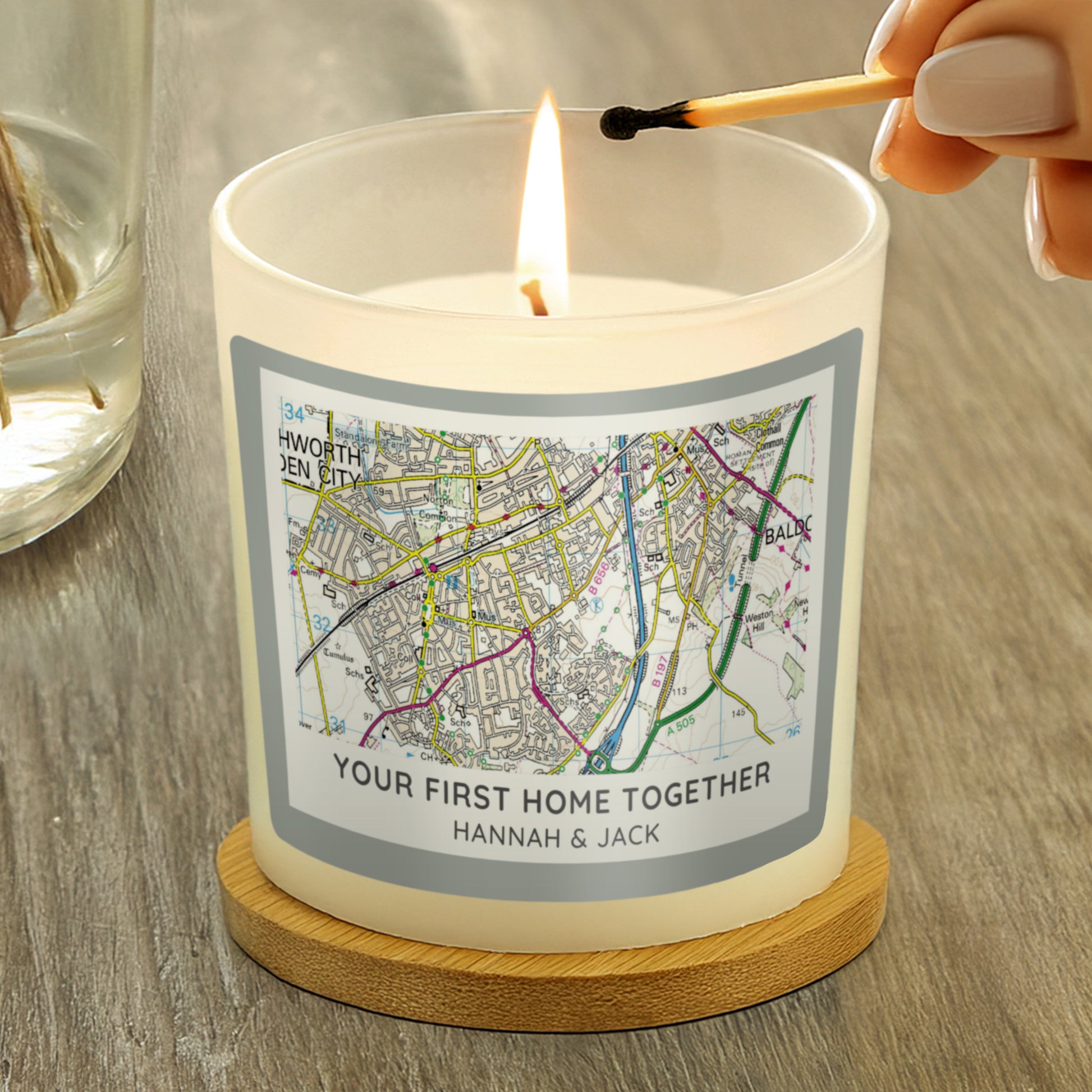 Personalised Present Day Map Compass Scented Jar Candle - image 3