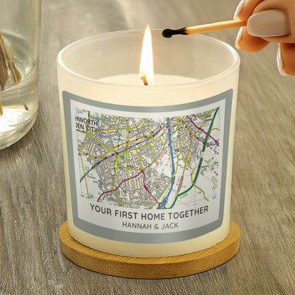 Personalised Present Day Map Compass Scented Jar Candle - image 3