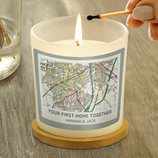 Personalised Present Day Map Compass Scented Jar Candle - image 3