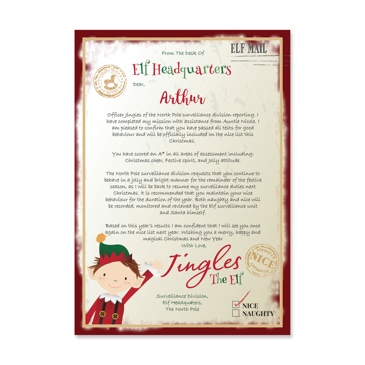 Personalised Elf Surveillance Christmas letter – gallery image