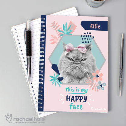 Personalised Rachael Hale 'Happy Face' Cat A5 Notebook from Heartfelt Gifts