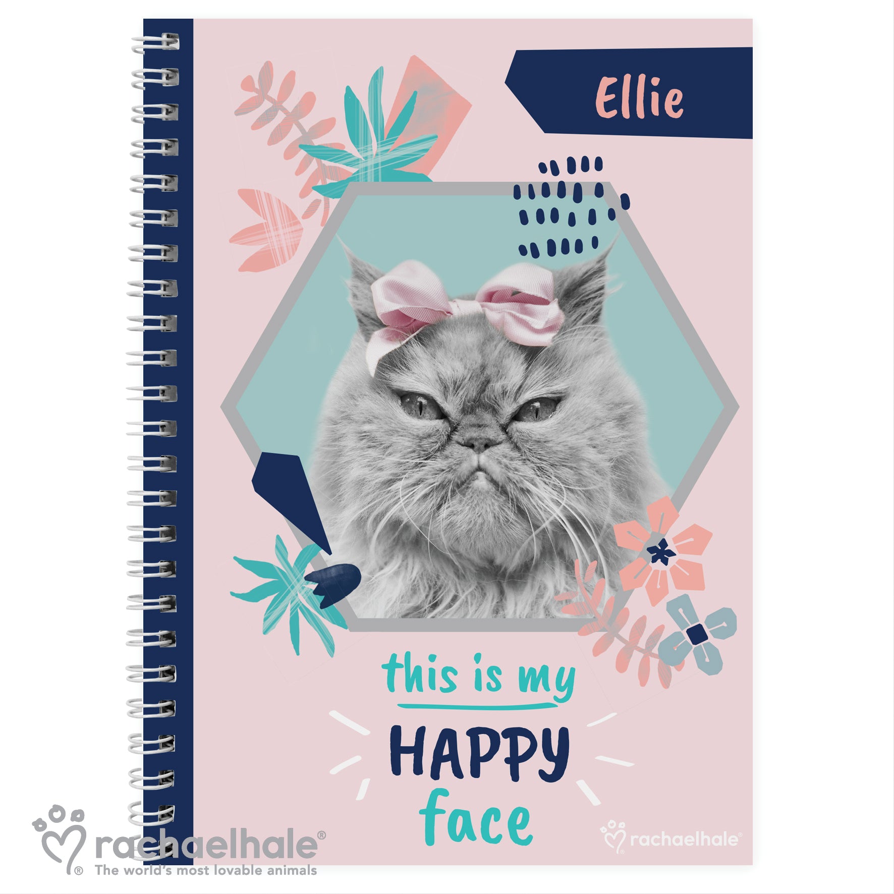 Personalised Rachael Hale 'Happy Face' Cat A5 Notebook - image 2