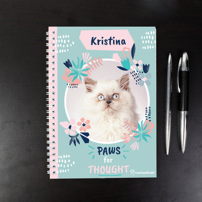 Personalised Rachael Hale 'Paws for Thought' Cat A5 Notebook from Heartfelt Gifts