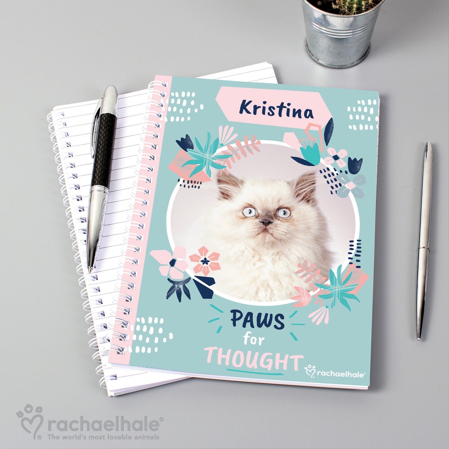 Personalised Rachael Hale 'Paws for Thought' Cat A5 Notebook - image 4