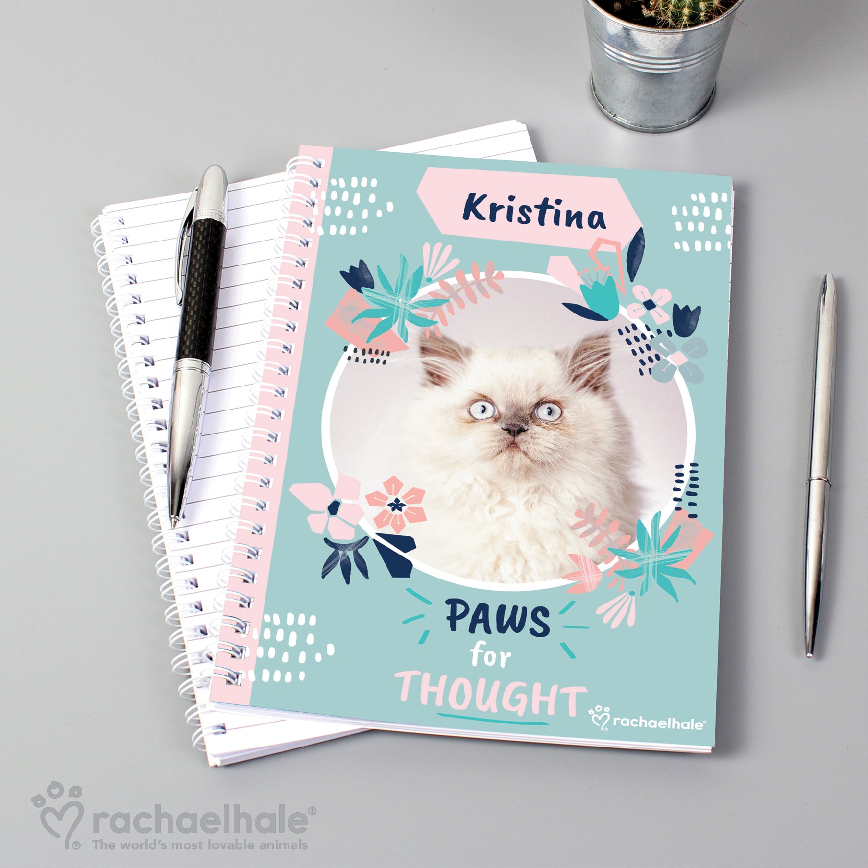 Personalised Rachael Hale 'Paws for Thought' Cat A5 Notebook - image 4