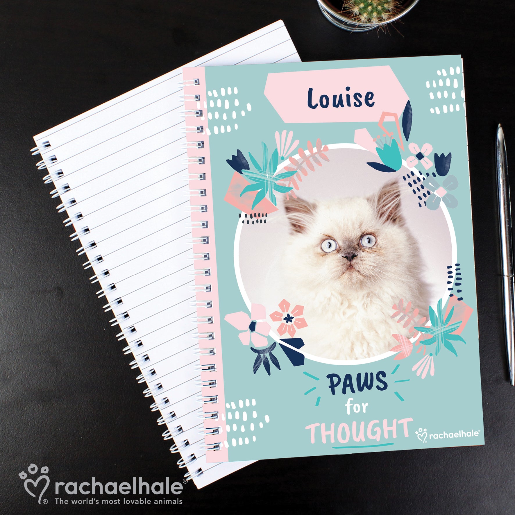 Personalised Rachael Hale 'Paws for Thought' Cat A5 Notebook - image 5