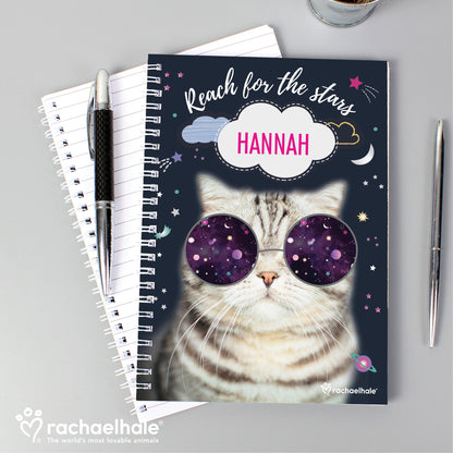 Personalised Rachael Hale Space Cat A5 Notebook from Heartfelt Gifts
