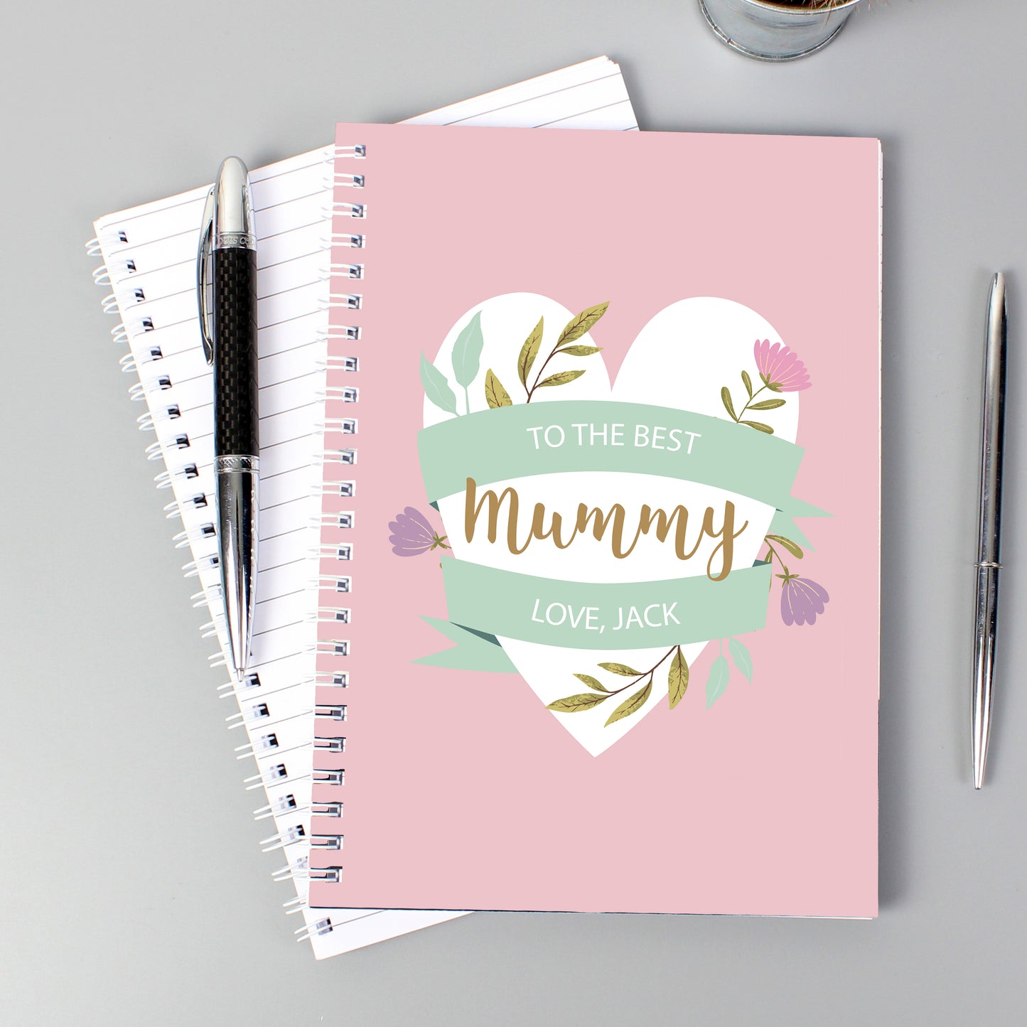 Personalised Floral Heart A5 Notebook from Heartfelt Gifts