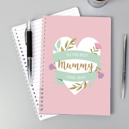Personalised Floral Heart A5 Notebook from Heartfelt Gifts