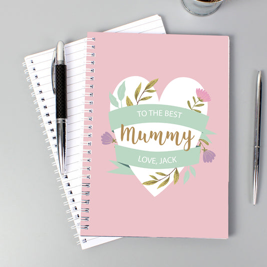 Personalised Floral Heart A5 Notebook from Heartfelt Gifts