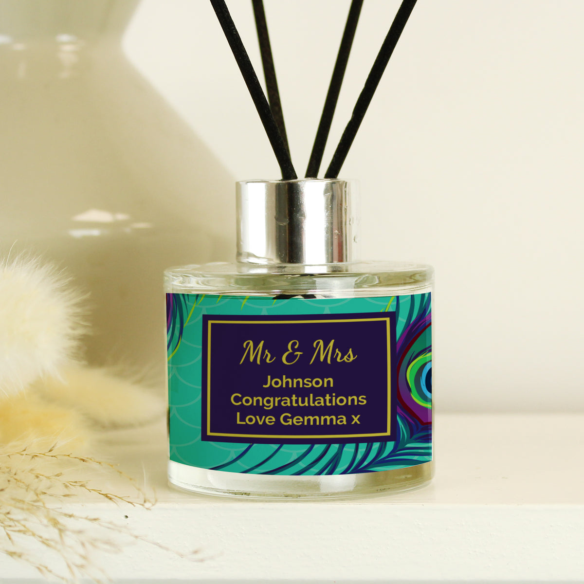 Personalised Peacock Reed Diffuser from Heartfelt Gifts