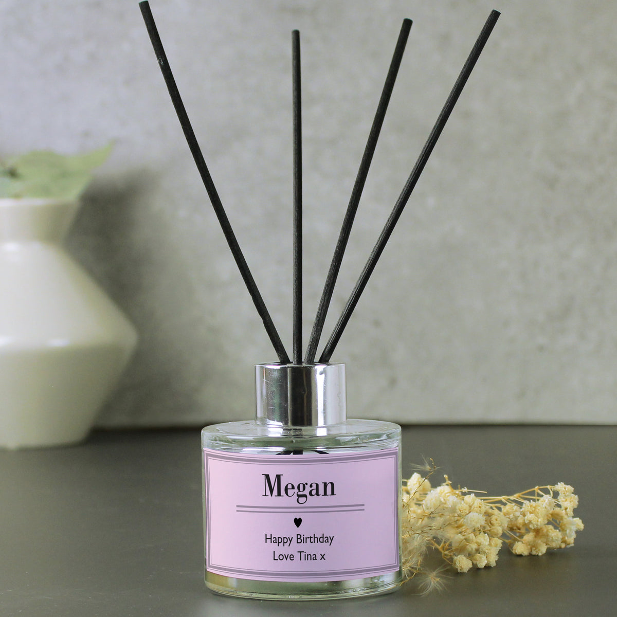 Personalised Classic Pink Reed Diffuser from Heartfelt Gifts