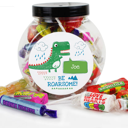 Personalised 'Be Roarsome' Dinosaur Sweet Jar - image 2